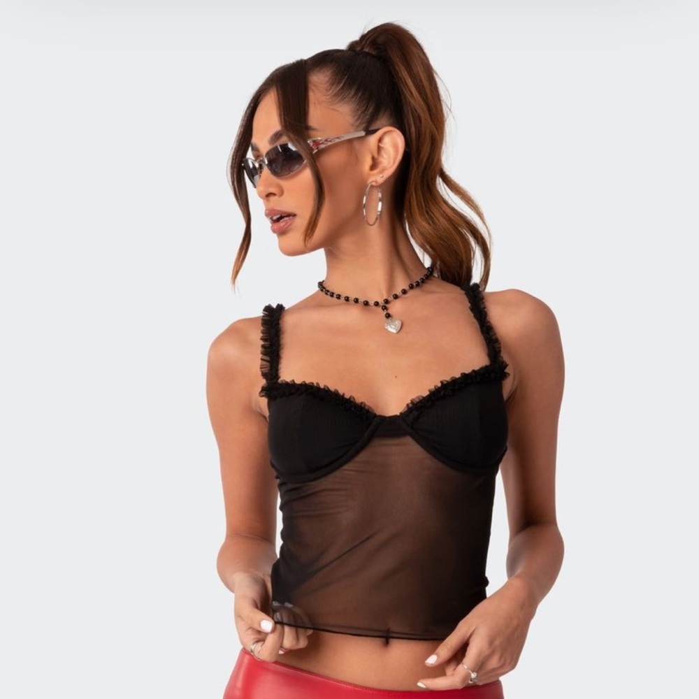 Edikted Mercy Sheer Mesh Bra Top